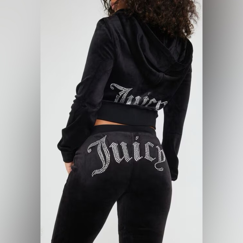 NWT JUICY COUTURE OG small BLING VELOUR SET BLACK